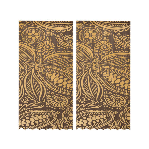 cacao beans tribal polynesian pattern background Gauze Curtain