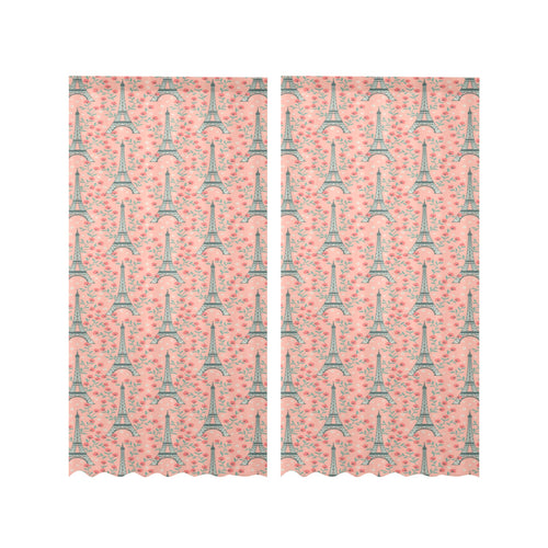 Eiffel Tower Flower Pattern Design 03 Gauze Curtain