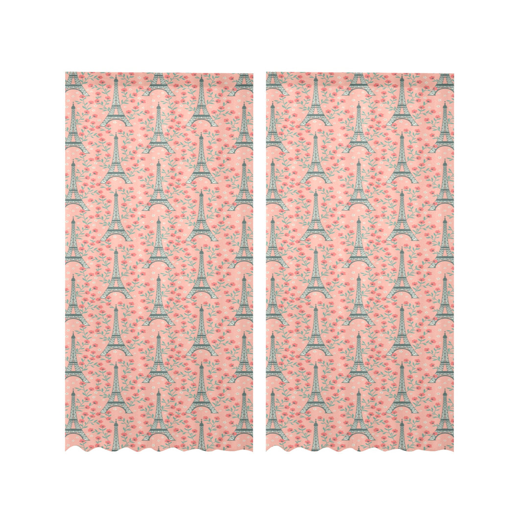 Eiffel Tower Flower Pattern Design 03 Gauze Curtain