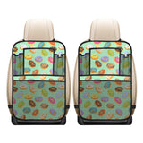 Colorful donut pattern green background Car Seat Back Organizer