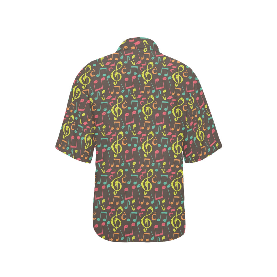Music Notes Pattern Print Design 05 Women's All Over Print Hawaiian Shirt