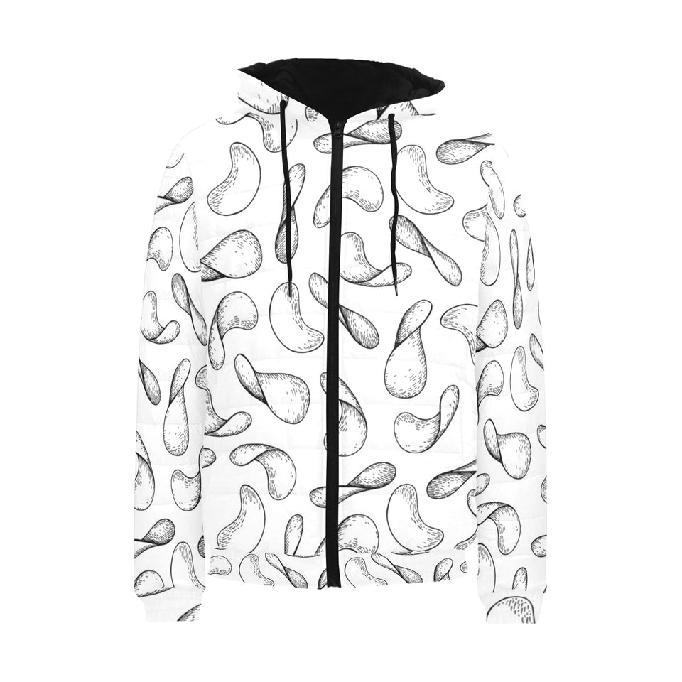 Potato Chips Pattern Print Design 04 Men's Padded Hooded Jacket