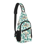 Cute sloths tropical palm leaves white background All Over Print Chest Bag