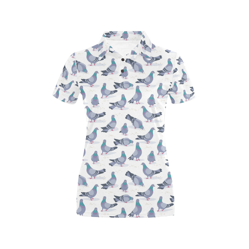 Pigeon Pattern Print Design 03 Women's All Over Print Polo Shirt