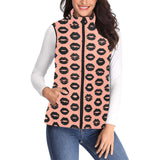 Lips Pattern Print Design 02 Women's Padded Vest