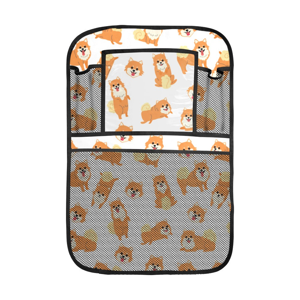 Brown pomeranian pattern Car Seat Back Organizer