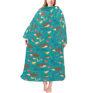 Hedgehog Pattern Print Design 01 Blanket Robe with Sleeves