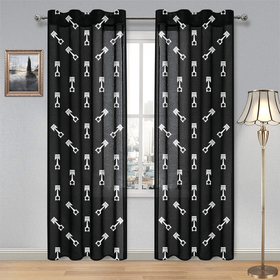 Engine Piston Black Theme Pattern Print Design 03 Gauze Curtain