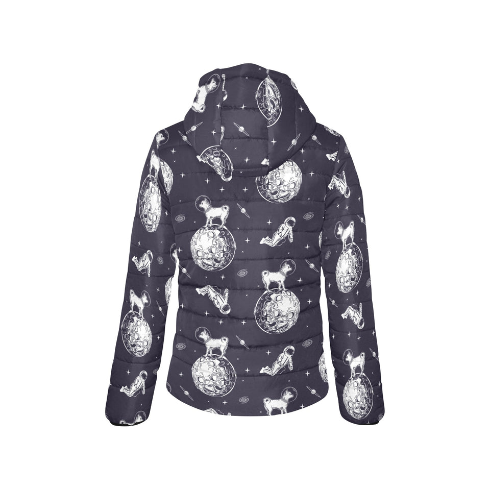 Chihuahua space helmet. astronaut pattern Women's Padded Hooded Jacket