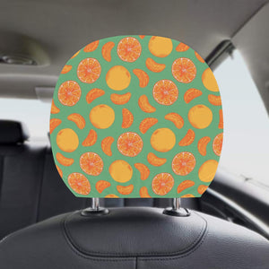 orange fruit pattern green background Car Headrest Cover