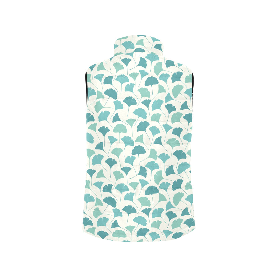 Green ginkgo leaves pattern Women's Padded Vest