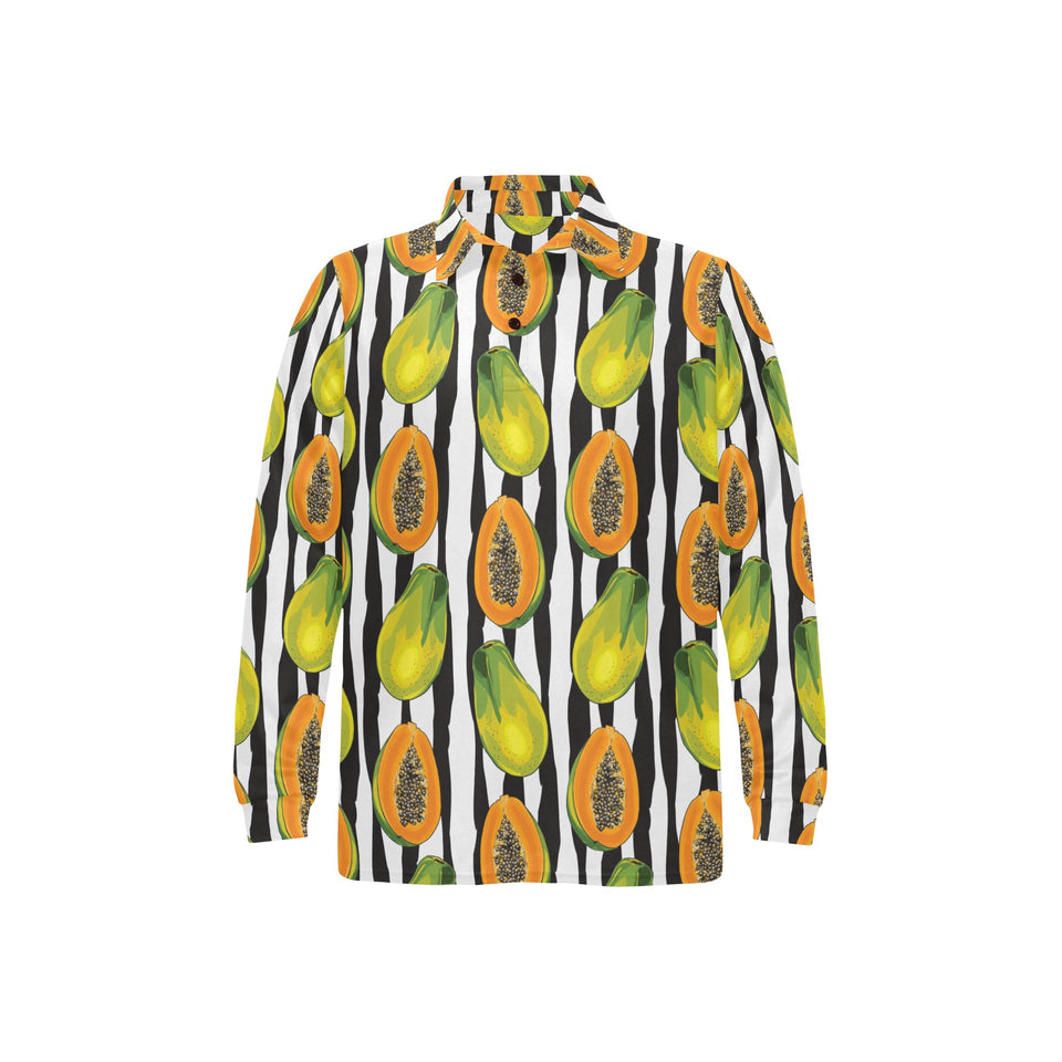 papaya design pattern Men's Long Sleeve Polo Shirt