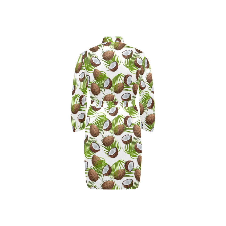 Coconut Pattern Print Design 04 Men's Long Sleeve Belted Night Robe