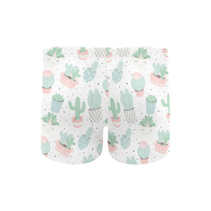 Pastel color cactus pattern Men's Swimming Trunks