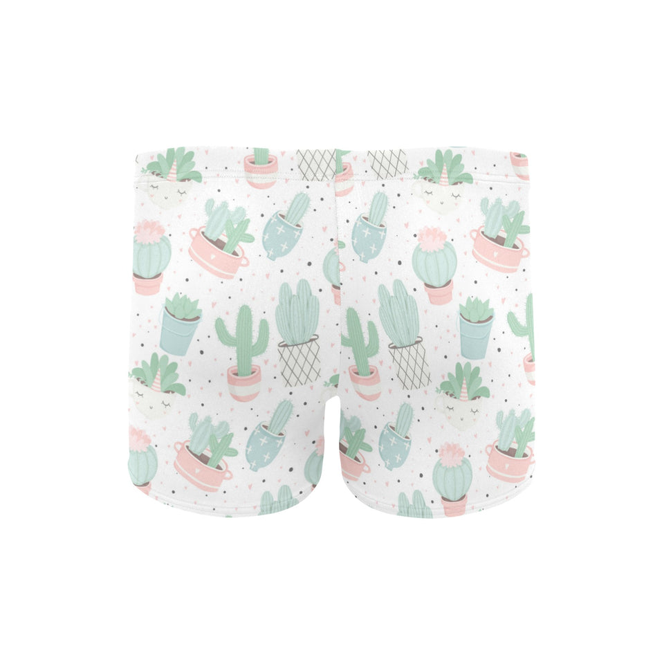 Pastel color cactus pattern Men's Swimming Trunks