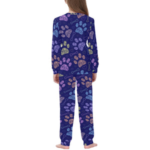 Dog Paws Pattern Print Design 02 Kids' Boys' Girls' All Over Print Pajama Set