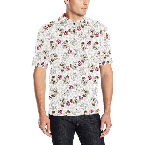 English Bulldog Pattern Print Design 01 Men's All Over Print Polo Shirt