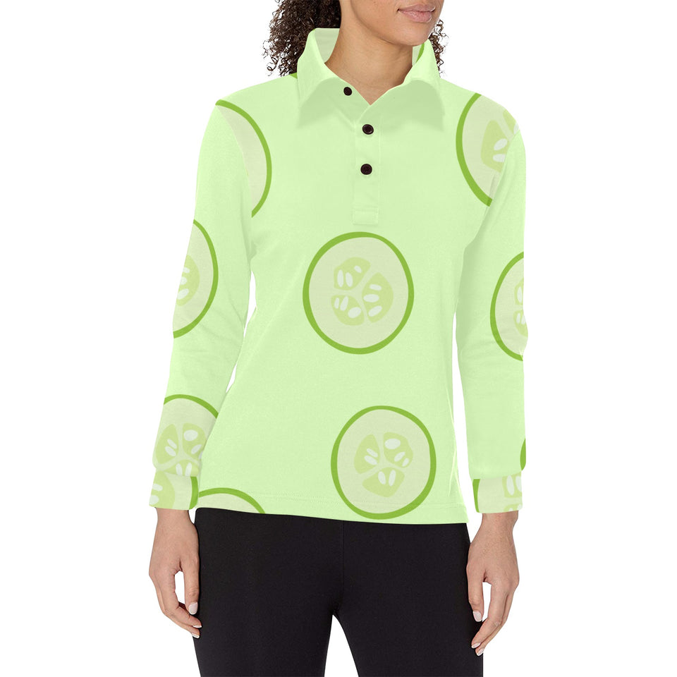 Cucumber pattern Women's Long Sleeve Polo Shirt