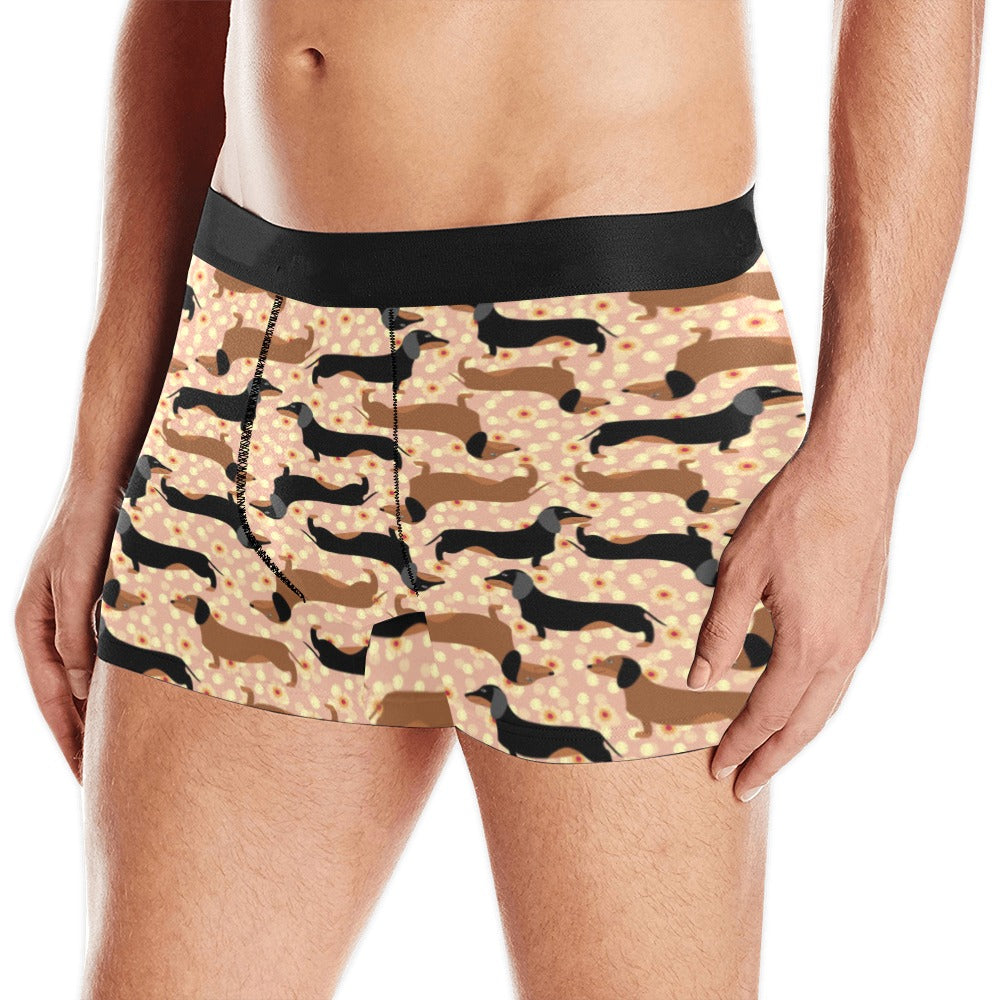 Dachshund floral background Men's All Over Print Boxer Briefs Men's Underwear