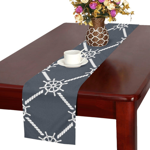 nautical steering wheel rope pattern Table Runner