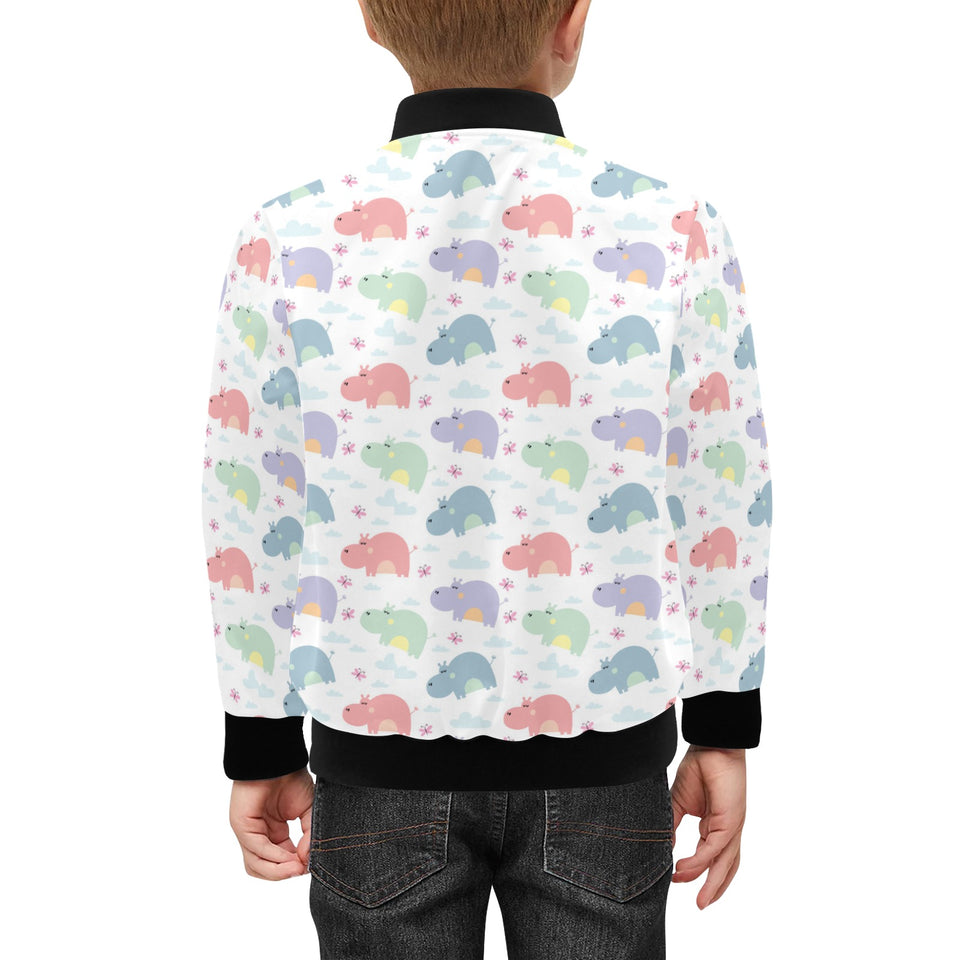 Hippopotamus Pattern Print Design 03 Kids' Boys' Girls' Bomber Jacket