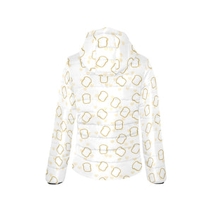 Bread Toast Pattern Print Design 01 Women's Padded Hooded Jacket