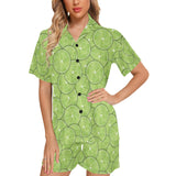 Slices of Lime pattern Women's V-Neck Short Pajama Set