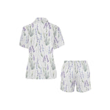Hand painting Watercolor Lavender Women's V-Neck Short Pajama Set