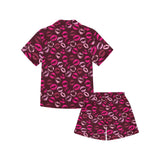 Lips Pattern Print Design 03 Kids' Boys' Girls' V-Neck Short Pajama Set