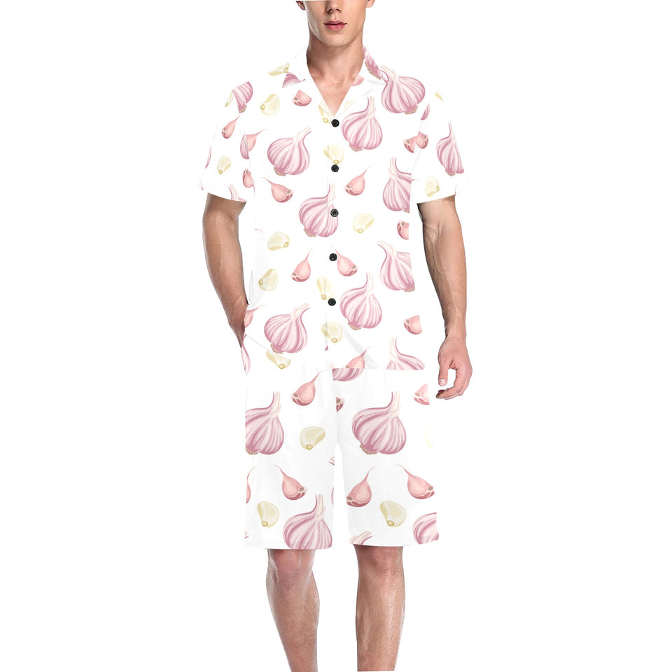 Garlic pattern Men's V-Neck Short Pajama Set