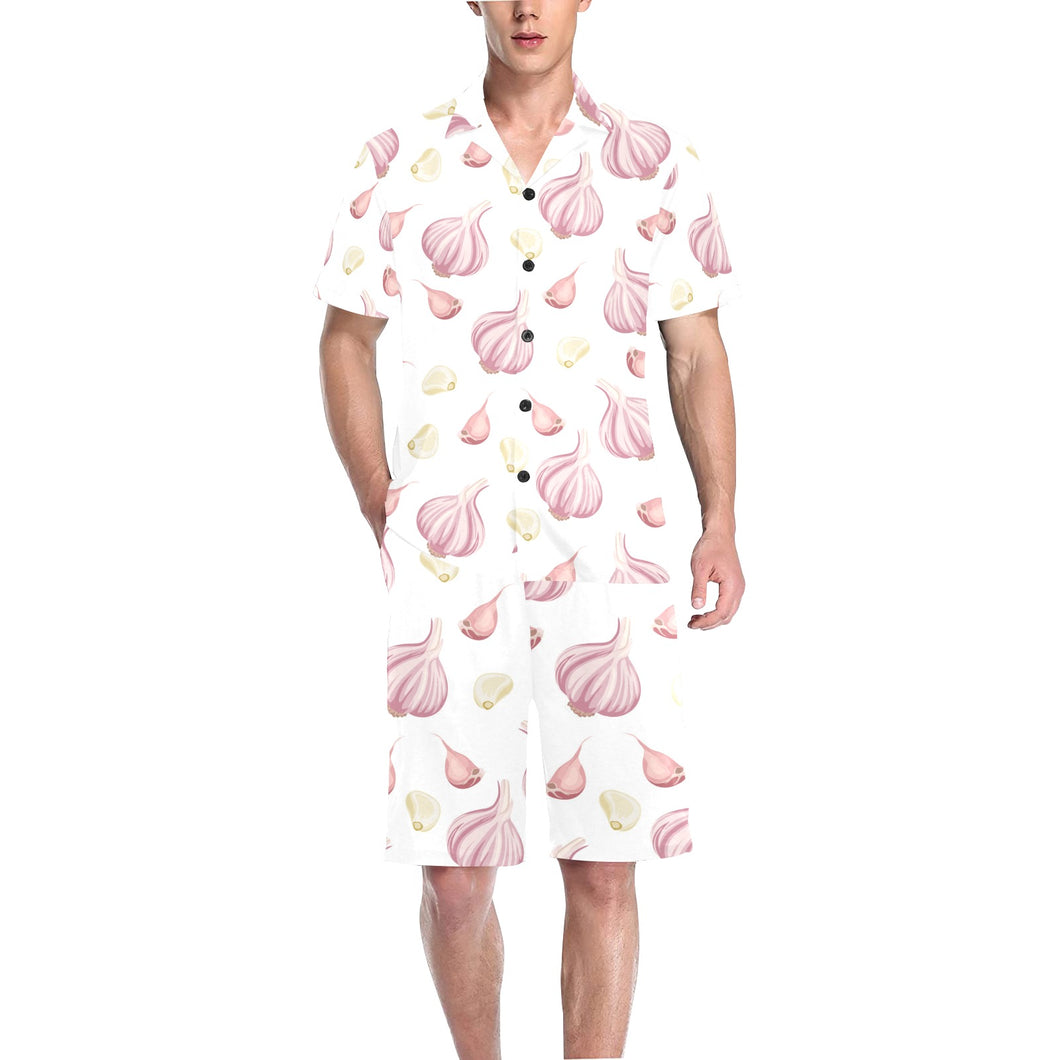Garlic pattern Men's V-Neck Short Pajama Set