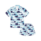 polar bear winter snow pattern Kids' Boys' Girls' V-Neck Short Pajama Set