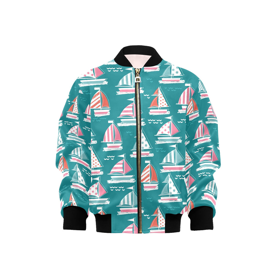 Cute sailboat pattern Kids' Boys' Girls' Bomber Jacket