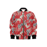 Zebra abstract red background Kids' Boys' Girls' Bomber Jacket
