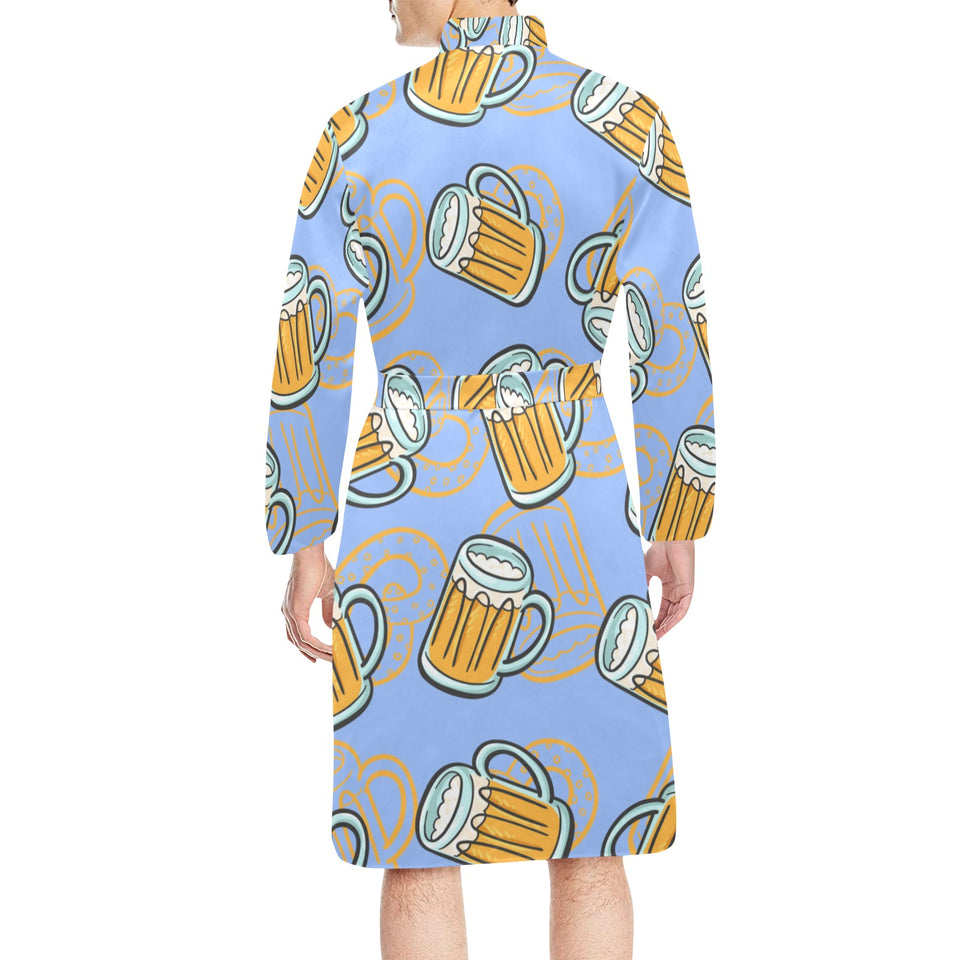Beer pattern Men's Long Sleeve Belted Night Robe