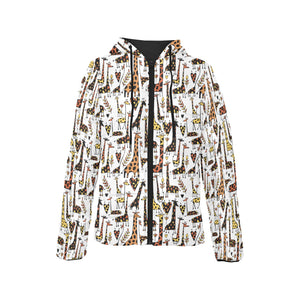 Giraffe Pattern Print Design 05 Women's Padded Hooded Jacket