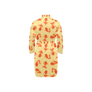 Goldfish Pattern Print Design 02 Men's Long Sleeve Belted Night Robe