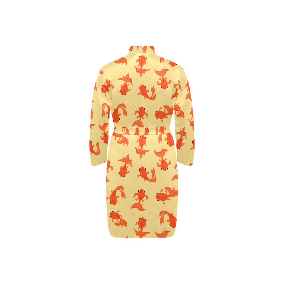 Goldfish Pattern Print Design 02 Men's Long Sleeve Belted Night Robe
