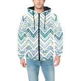 zigzag chevron paint design pattern Men's Padded Hooded Jacket