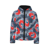 Koi Fish Carp Fishs hand drawn japanese art Kids' Boys' Girls' Padded Hooded Jacket