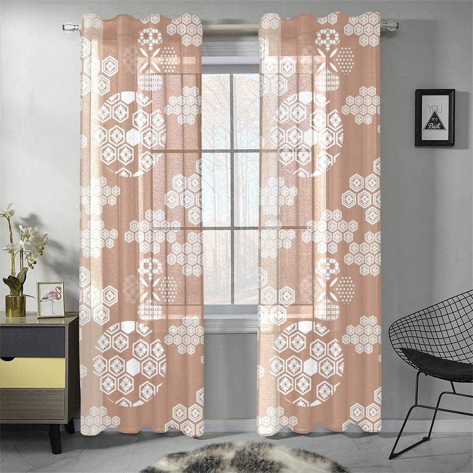 Beautiful hexagon japanese pattern Gauze Curtain