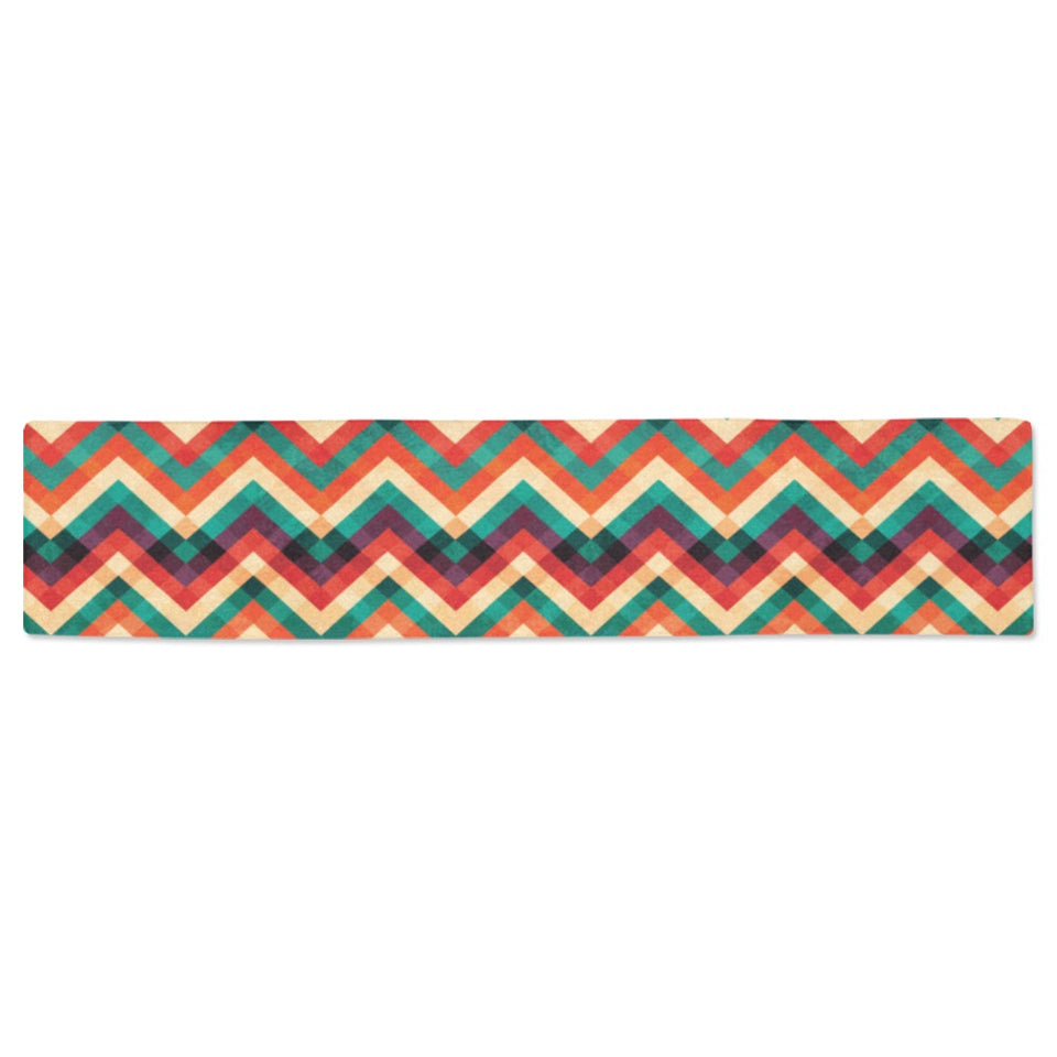 zigzag chevron colorful pattern Table Runner