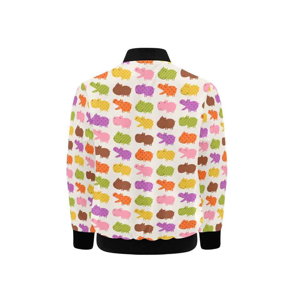 Hippopotamus Pattern Print Design 01 Kids' Boys' Girls' Bomber Jacket