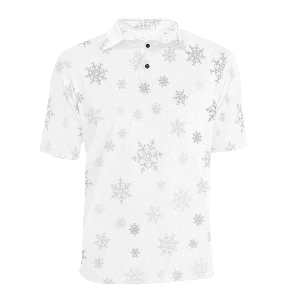 Snowflake pattern white background Men's All Over Print Polo Shirt