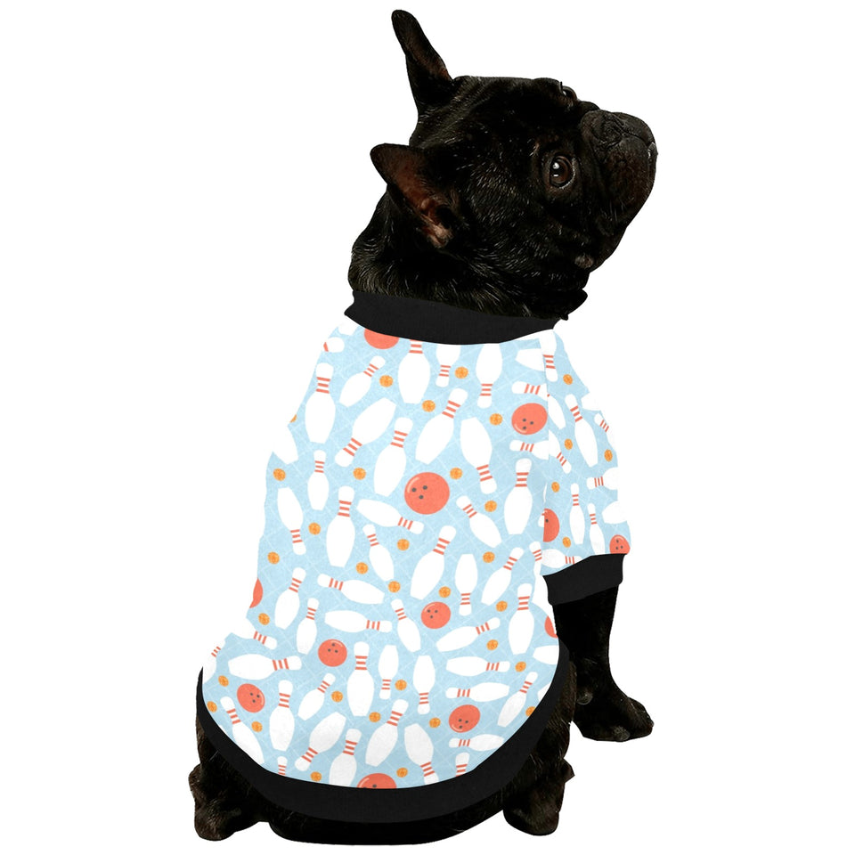 Bowling ball bowling pins blue blackground All Over Print Pet Dog Round Neck Fuzzy Shirt