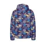 Blue japanese pattern cloud wave flower Kids' Boys' Girls' Padded Hooded Jacket