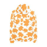 Orange Maple Leaf pattern Men's Padded Hooded Jacket