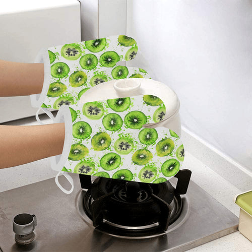 Watercolor kiwi pattern Heat Resistant Oven Mitts
