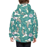 Koi Fish Carp Fish lotus pattern Kids' Boys' Girls' Padded Hooded Jacket
