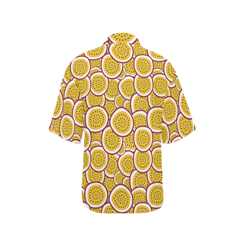 Passion fruits slice pattern Women's All Over Print Hawaiian Shirt